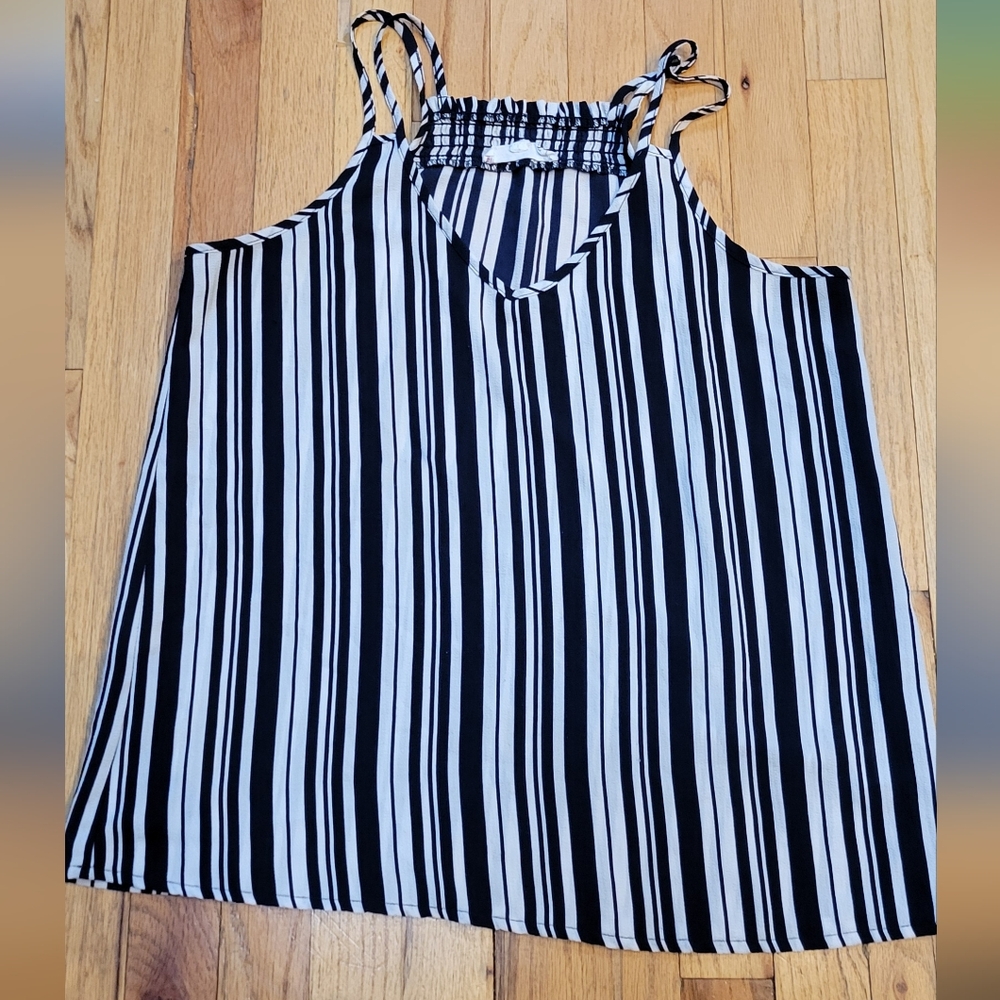 Pink Rose Black and White Striped Camisole